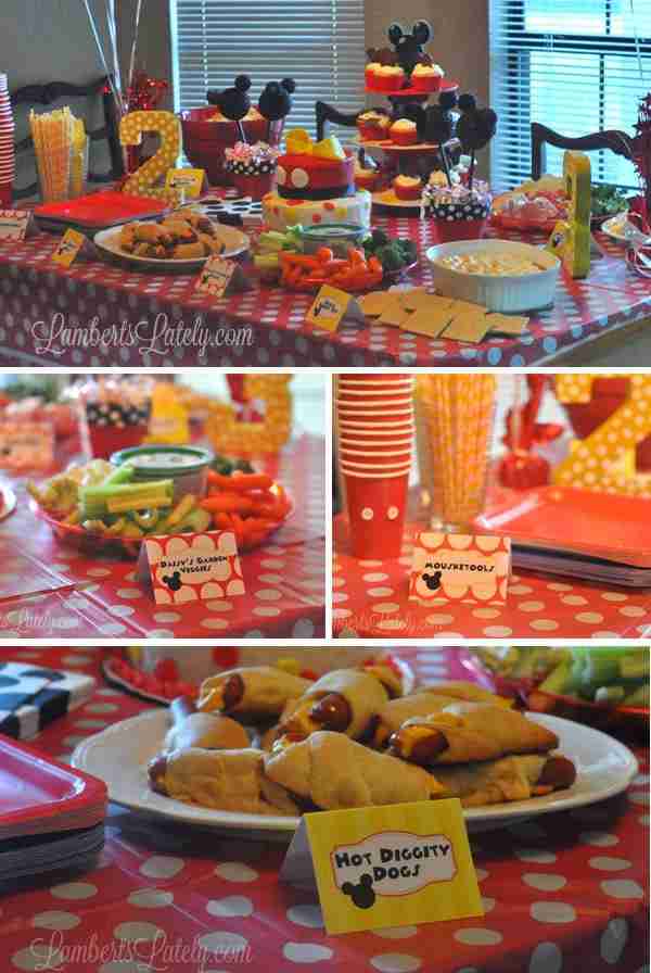 Mickey Mouse Clubhouse Birthday Party Food Table (Menu Included) || Printable Food Labels Free