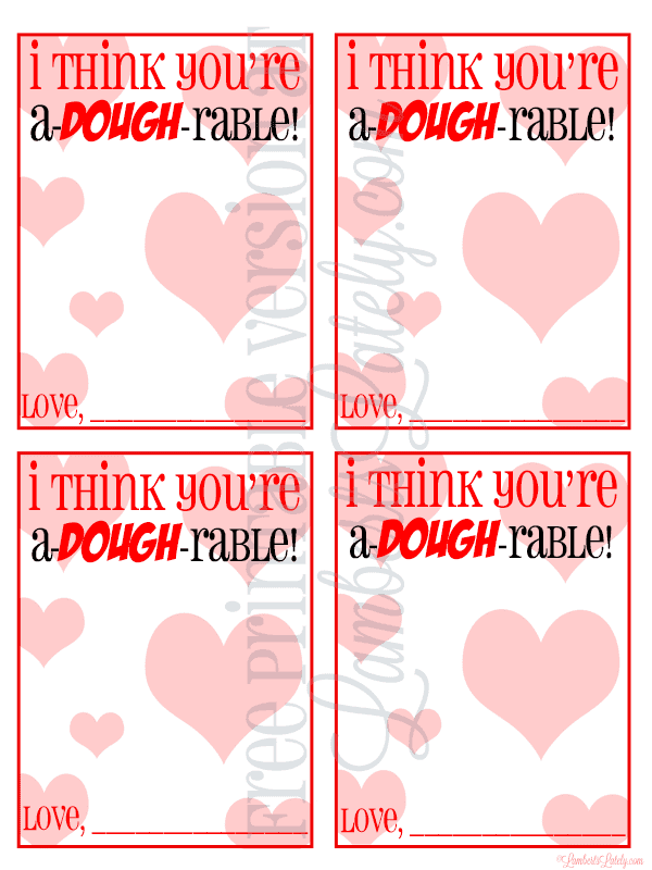 Free Printable Valentines for Play-Dough!