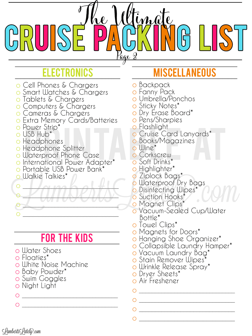 The Ultimate Cruise Packing List Lamberts Lately