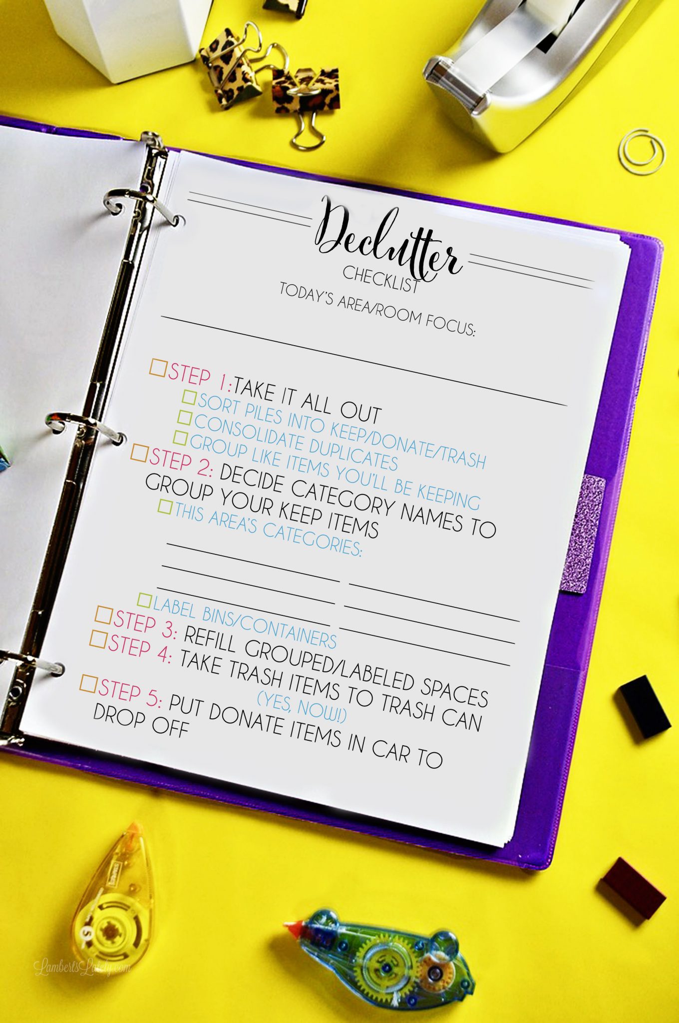 Decluttering Checklist For Any Room Free Printable Lamberts Lately